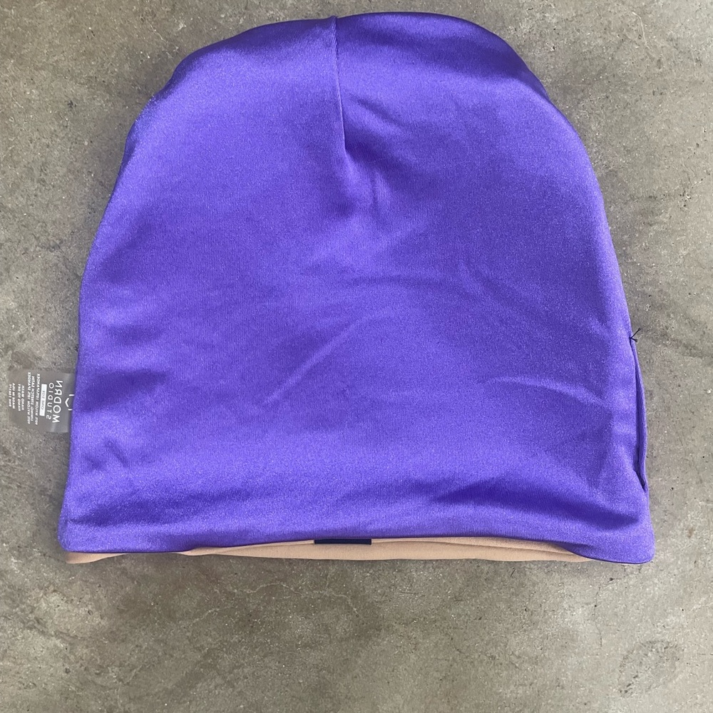Purple Satin Sleep Cap Bonnet